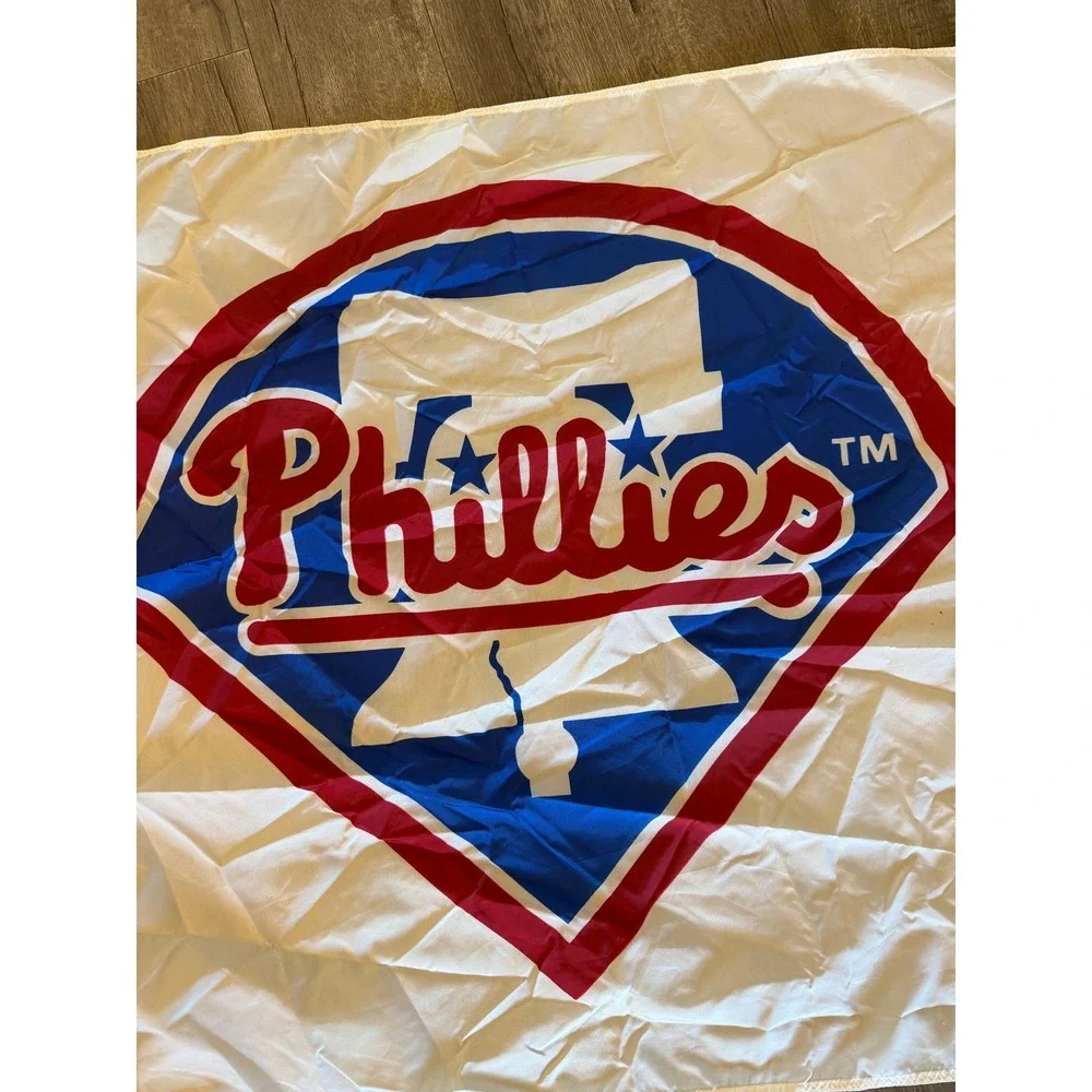 Vintage Philadelphia Phillies MLB Flag Emerson USA‎ Nylon 3x5 Banner White